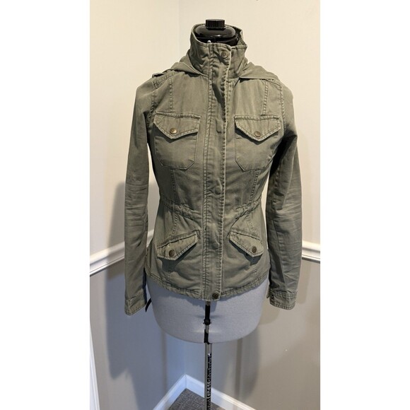 Prince & Fox Green Zip Up Button Down Drawstring Waist Military Cargo Jacket XS - Picture 1 of 15